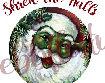Biglietto di Natale Shrek – Arte dell'orco rinascimentale, regalo divertente (download JPG) Babbo Natale vintage 5x7 istantaneo