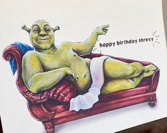 Shrek födelsedagskort – Renässanskonst med Ogre, Rolig Gåva (JPG-nedladdning)