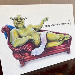 Birthday Card Instant Download - Shrek Ogre Renaissance Sexy Vintage Style Card for Friends JPG Download - No Physical Card Sent!