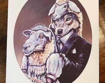 Wolf in Sheep's Clothing Print – Wedding Animal Art, Quirky Pun