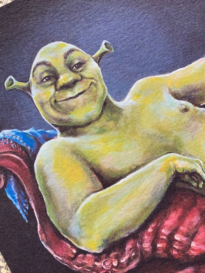 Impresión IMPERFECTA Renaissance Shrek firmada y fechada Impresión renacentista 8 x 10 en papel de acuarela de lujo Arte clásico de alta calidad imagen 2