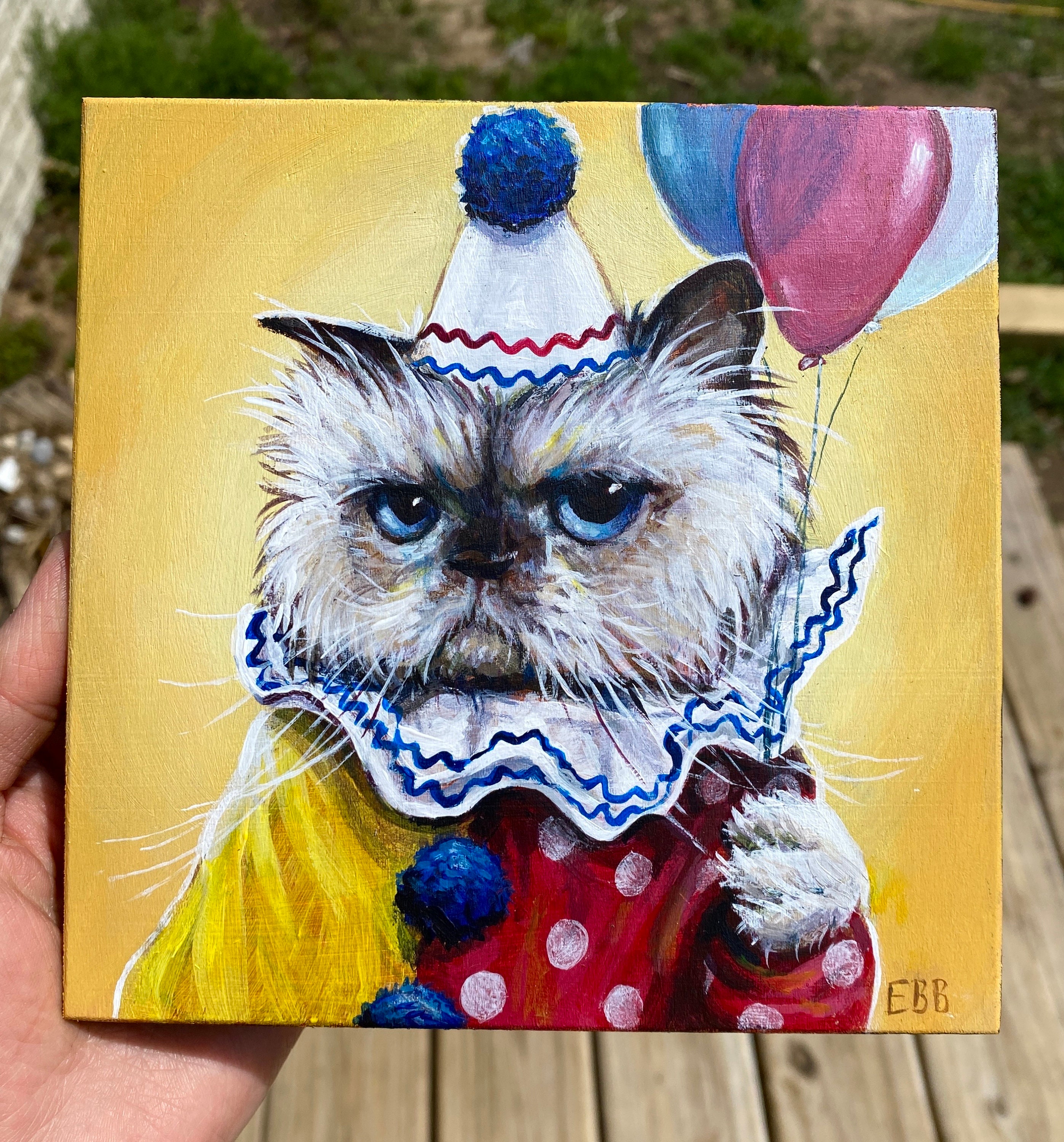 カナアキ　ジョリーフルール 猫プリント Leroy the Clown Cat Art Print - Funny Himalayan Cat Painting