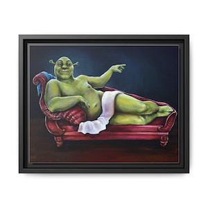 Shrek Renaissance Whimsical Framed Art Print, Fun Home Decor, Shrek Inspired Artwork, Quirky Gift for Fans, Colorful Wall Art