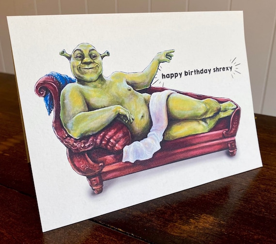 Birthday Card Instant Download Shrek Ogre Renaissance Sexy Vintage.
