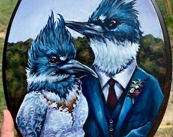 Ritratto di animali da matrimonio personalizzato - Acrilico dipinto a mano su legno