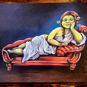 Renaissance Shrek Fiona Print Signed & Dated- Renaissance 8 x 10 Print on Deluxe Watercolor Paper - High Quality Classical Art