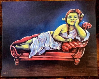 Stampa artistica di Fiona rinascimentale - Parodia di Shrek, firmata 8x10