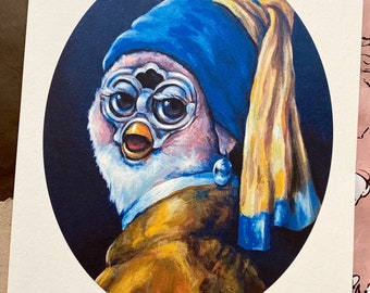 The Furb With The Pearl Earring Print Signed & Dated- Classical 8 x 10 Print on Deluxe Watercolor Paper - High Quality