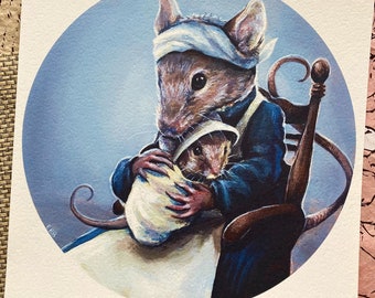 Mama Mouse Frannie Art Print – Vintage Style Motherhood Portrait