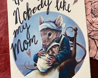 Mamma Mus Mors dag-kort – Cottagecore Vintage Style (JPG-nedladdning)
