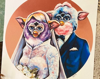 Furby Bröllopskonsttryck – Romantisk vintagestil (8x8)