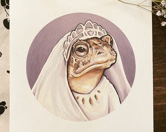 Wedding Toad Art Print - Estampado de boda vintage en acuarela de lujo - Alta calidad