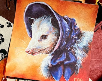 Konsttryck Gertrude the Possum – Spöklik vintage Halloweendekoration