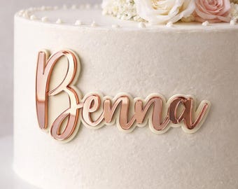 Adorno acrílico personalizado para tarta: adorno con nombre personalizado, decoración de postre cortada a láser