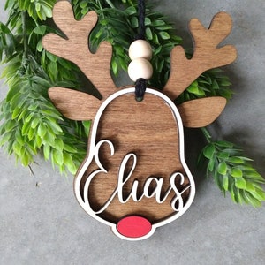 Personalized reindeer ornament | personalized Rudolph wooden ornaments | custom ornament | kids ornaments | custom ornaments | reindeer gift