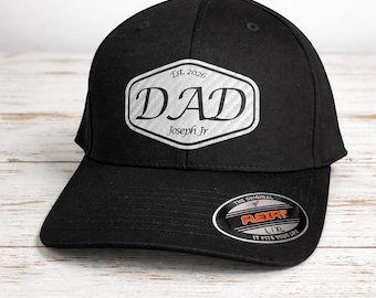 Custom Laser Engraved Leatherette Patch Flex Fit Hats