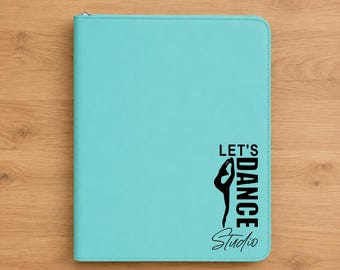 Leatherette Zippered Portfolio | Personalized Dance Studio Portfolio Folder | Faux Leather Padfolio | Dance Teacher | Custom Studio Binder