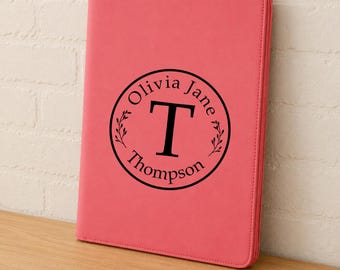 Personalized Faux Leather Portfolio | Zippered Portfolio Notepad Holder | Monogram Leatherette Portfolio | Refillable Organizer | Gift