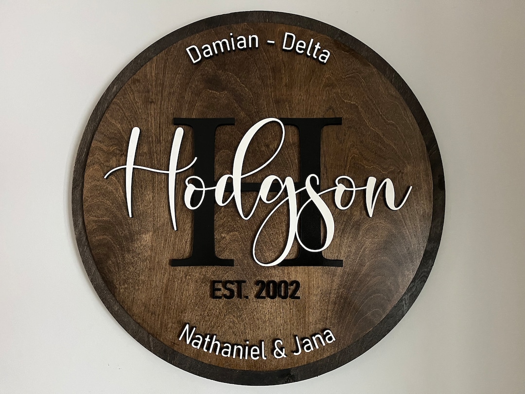 Personalized Wood Family Name Sign Family Monogram Name Sign Wood ...
