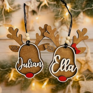 Personalized reindeer ornament | personalized Rudolph wooden ornaments | custom ornament | kids ornaments | custom ornaments | reindeer gift