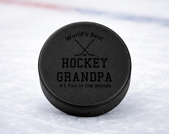 Engraved Hockey Puck: World's Hockey Grandpa, Fan Gift
