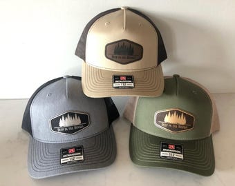 Custom Logo Leatherette Patch Trucker Hat: Business Merch Richardson and Yupoong