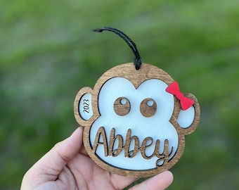 Personalized Christmas Ornament Monkey ornament Christmas Ornament Wood ornament Custom made ornament personalized gift Christmas Ornaments