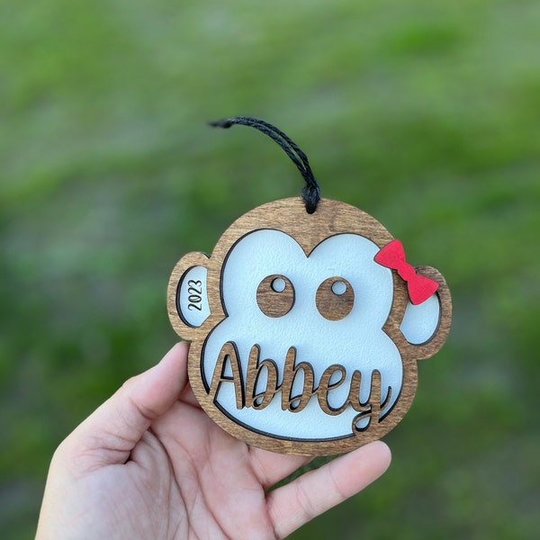 Personalized Christmas Ornament Monkey ornament Christmas Ornament Wood ornament Custom made ornament personalized gift Christmas Ornaments