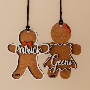 Personalized Gingerbread Christmas Ornament: Laser Cut Wooden Ornament image 2