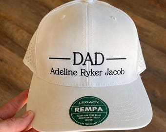 Personalized Dad Hat with Kids Names | Custom Embroidered Father Hat | Legacy REMPA Hat | Father’s Day Gift for Dad | Custom Name Cap