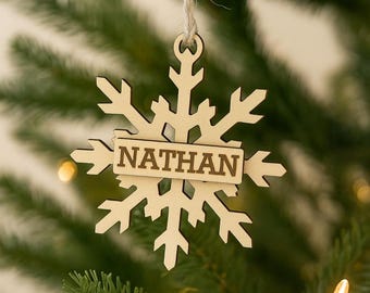 Personalized Wooden Snowflake Ornament: Custom Engraved Christmas Decoration