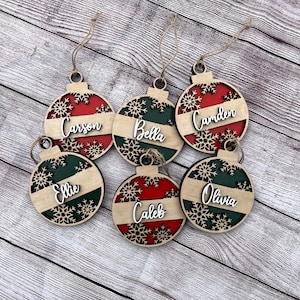 Personalized Snowflake Wood Ornament: Custom Name Christmas Decor