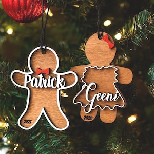 Personalized Gingerbread Christmas Ornament: Laser Cut Wooden Ornament