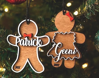 Personalized Gingerbread Christmas Ornament: Laser Cut Wooden Ornament