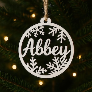 Personalized Wood Christmas Ornament: Laser Engraved Name