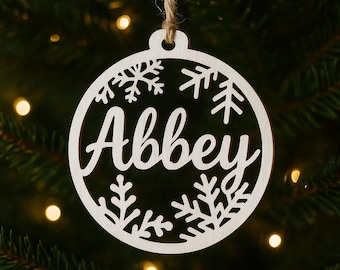 Personalized Wood Christmas Ornament: Laser Engraved Name