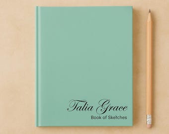 Personalized Vegan Leather Sketchbook: Custom Engraved, 224 Pages