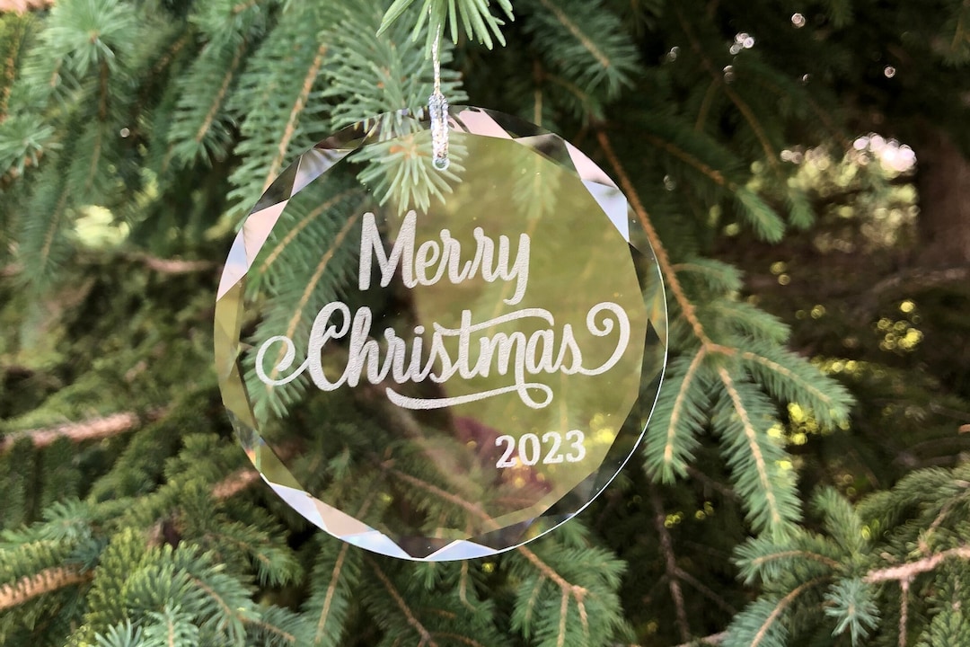 Merry Christmas Glass Ornament Christmas Gift Christmas Ornament Laser Engraved Glass Ornament
