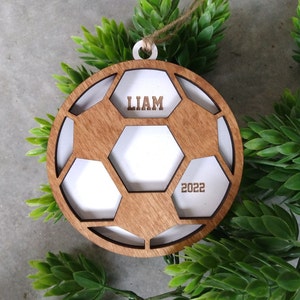Personalized Soccer Ornament | Custom wood ornament | Custom Engraved Ornament | Christmas Ornament | soccer ball ornament | soccer ball