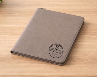 Personalized Faux Leather Portfolio | Zippered Portfolio Notepad Holder | Monogram Leatherette Portfolio | Refillable Organizer | Gift