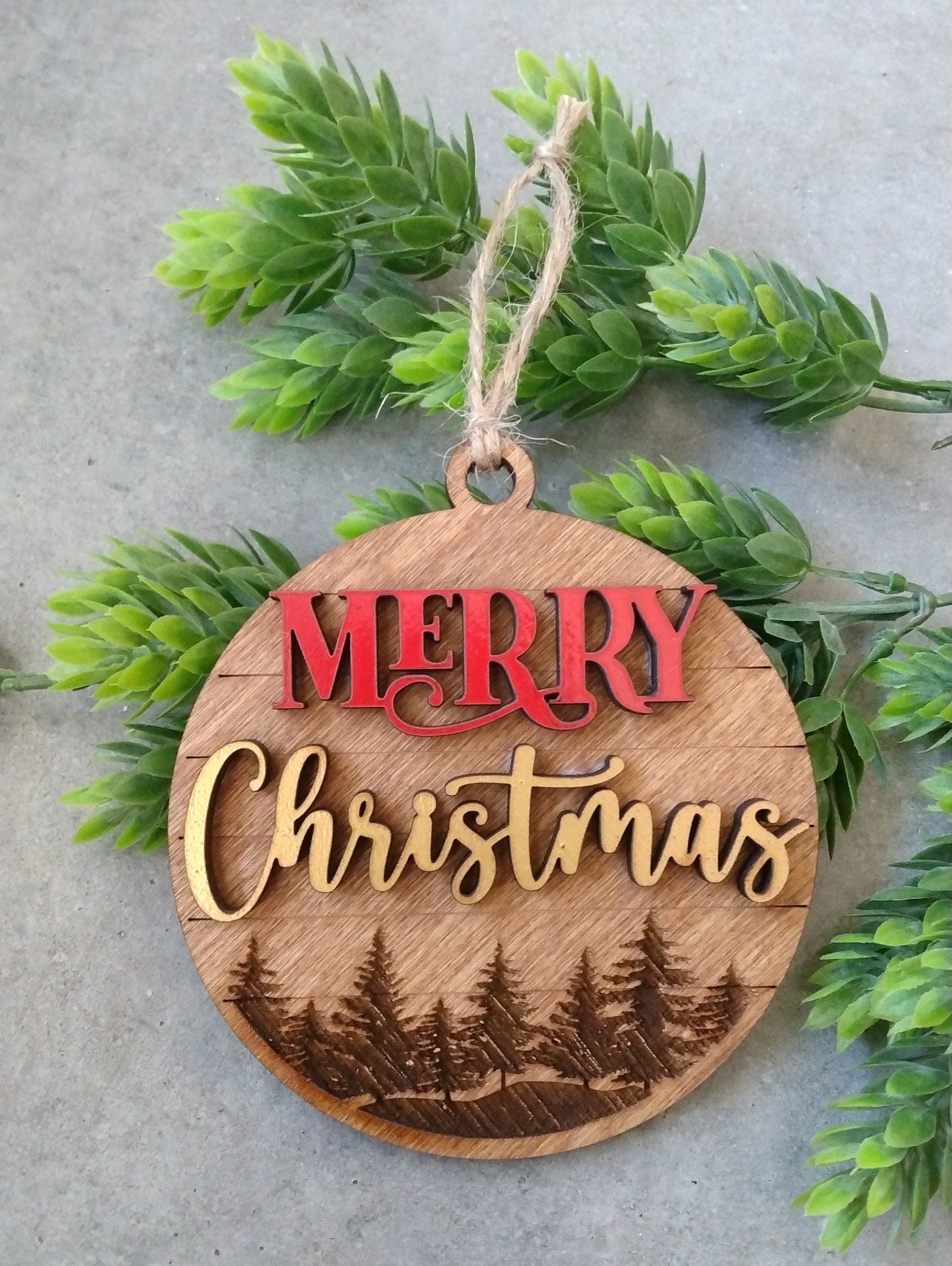 Merry Christmas Wood Ornament Wood Christmas Ornament Wood Etsy