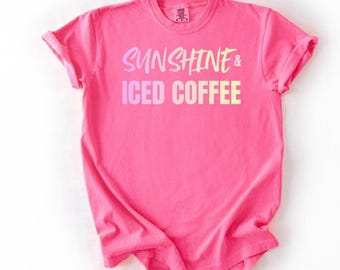 Sunshine & Iced Coffee Sweatshirt – Pink Summer Coffee Lover Pullover