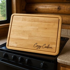RV Stove Topper Cutting Board: Hardwood with Juice Grooves