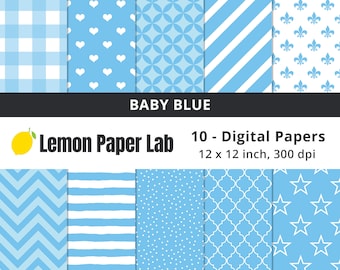 Baby Blue Digital Paper for Scrapbooking with Commercial Use