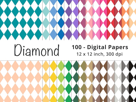 Diamond Pattern Digital Paper 100 Colors With Commercial Use | Etsy