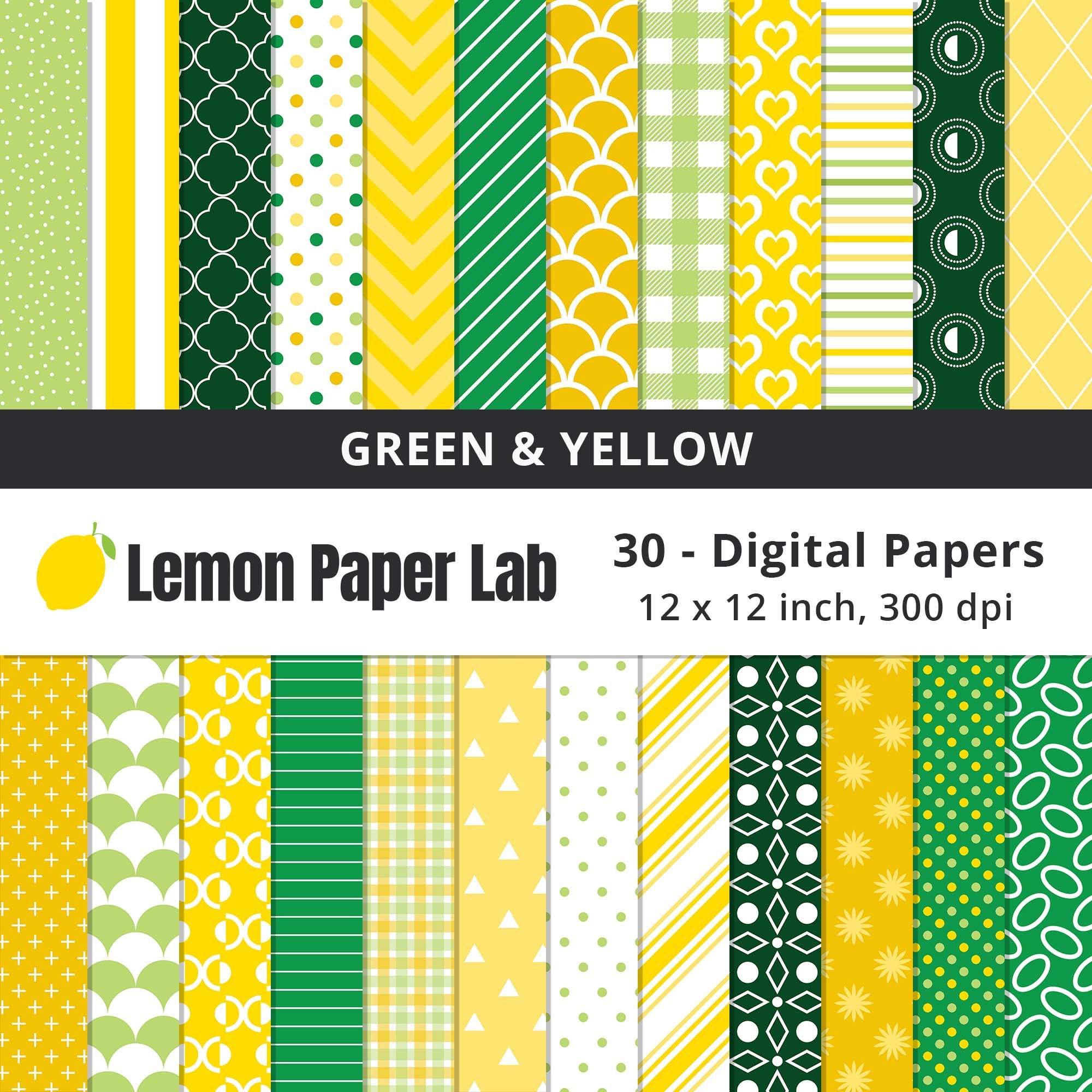 Green and Yellow Digital Paper Commercial and Personal Use, Digital ...