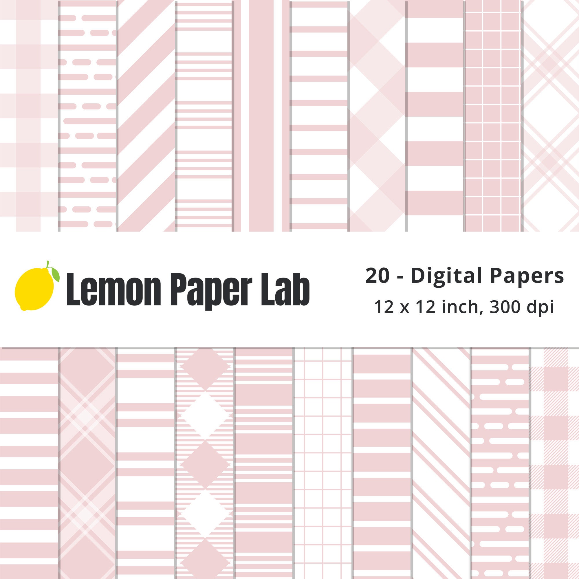 Light Pink and Black Scrapbook Papers Graphic by Lemon Paper Lab · Creative  Fabrica