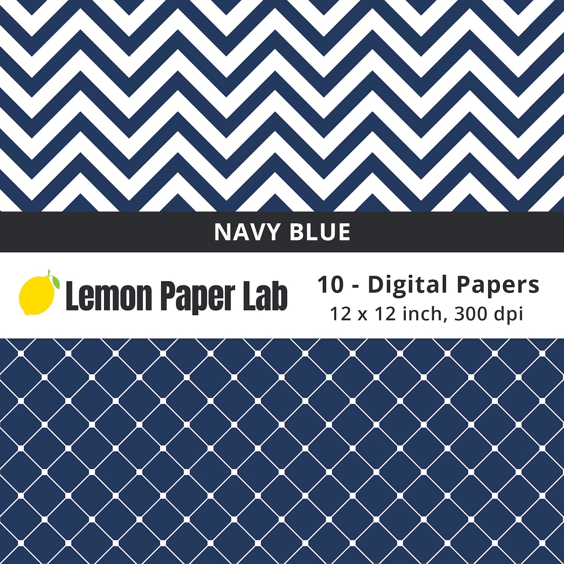 Navy Blue Digital Paper for Scrapbooking Etsy