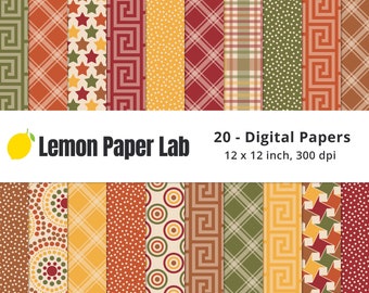 Fall Background, Red, Green, Orange, Brown & Yellow Digital Paper, Fall Digital Paper, Digital Scrapbook Paper, Jpg, Fall Colors Collection
