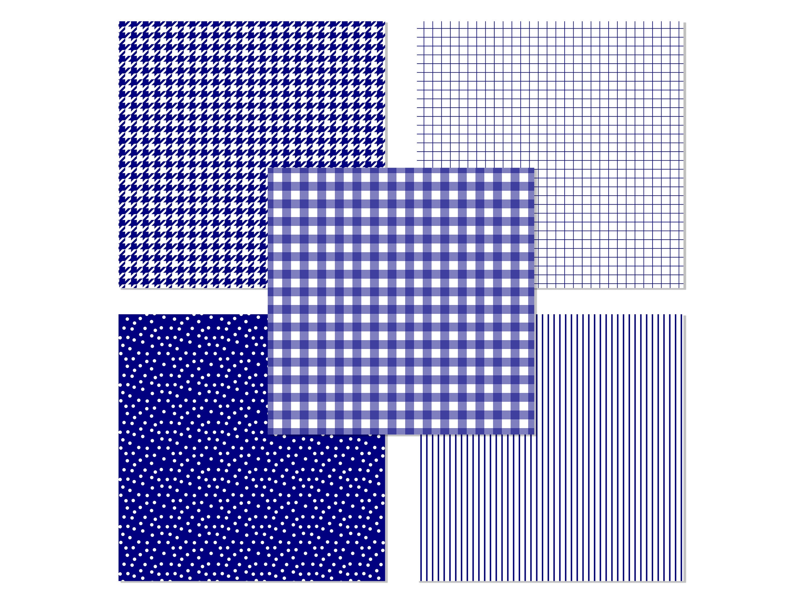 Navy Blue and White Digital Papers, Pinstripe, Houndstooth, Stripes ...